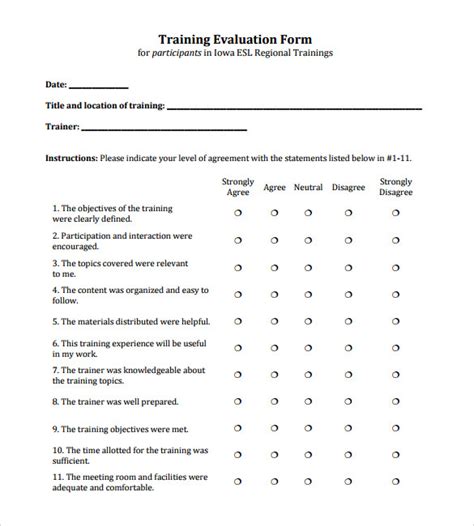 Training Survey Templates 7 Sample Example Format