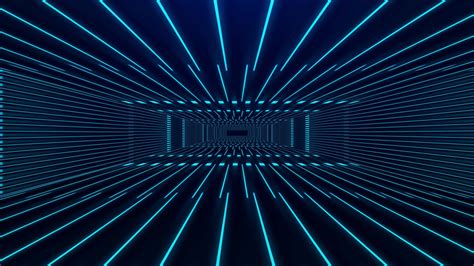 Digital futuristic tunnel or journey moving bright neon lines. High