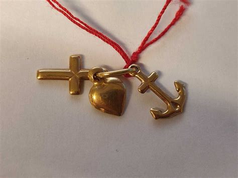 Zoll Auktion 1 Anhänger Herz Anker Kreuz 14 Karat Gelbgold