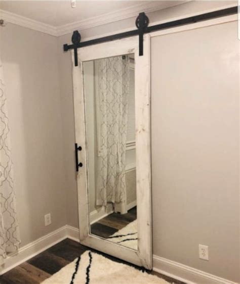 Full Length Mirror Sliding Barn Door Single Sided Etsy