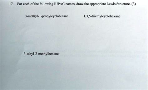 SOLVED 17 For Each Of The Following IUPAC Names Draw The Appropriate