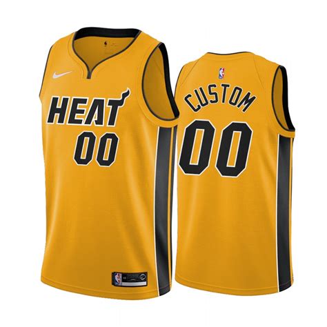 2020-21 Miami Heat Custom Earned Edition Yellow #00 Jersey – Nyjerseys ...