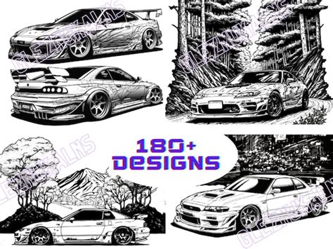 50 Jdm Cars Coloring Book Digital Download Coloring