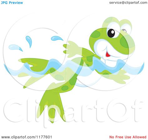 Cartoon of a Cute Frog Swimming - Royalty Free Vector Clipart by Alex ...