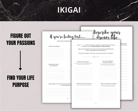 Find Your Ikigai Life Purpose Workbook Ikigai Planner Etsy