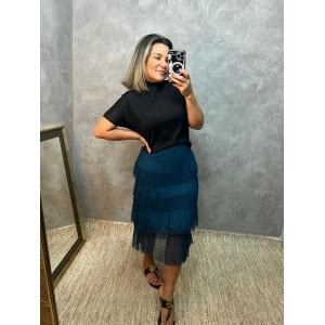 SAIA MIDI TULE EM CAMADAS SALE Marikitta Roupas