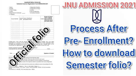 Jnu Pre Enrollment Form 2021 Semester Folio Youtube