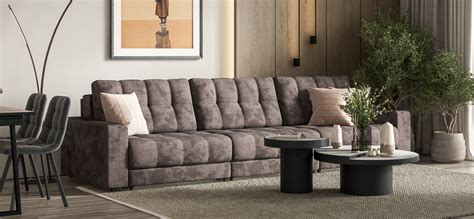 Диван BOSS GRAND Велюр Alkantara серый купить по низкой цене | интернет ...