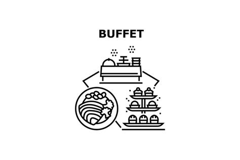 Buffet Food Vector Concept Black Illustration