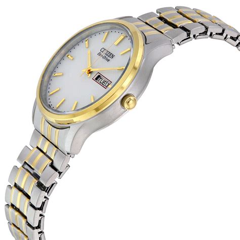 Citizen Eco Drive Mens Gold And Silver Tone Calendar 36mm Watch Bm8454