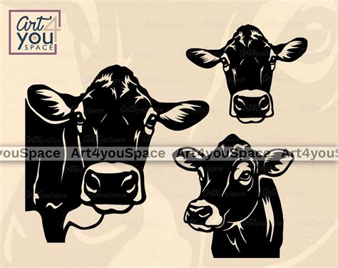 Jersey Cow SVG File Cricut, Peeking Heifer Laser Vector DXF Plasma Cnc ...