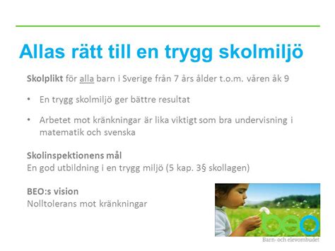 Barn och elevers rätt till en trygg skolmiljö ppt ladda ner