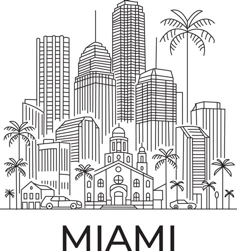 Miami City Line Draw 48229402 Vector Art at Vecteezy