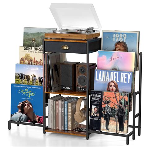 Amazon.com: ThreeHio Record Player Stand with Vinyl Storage, Vinyl
