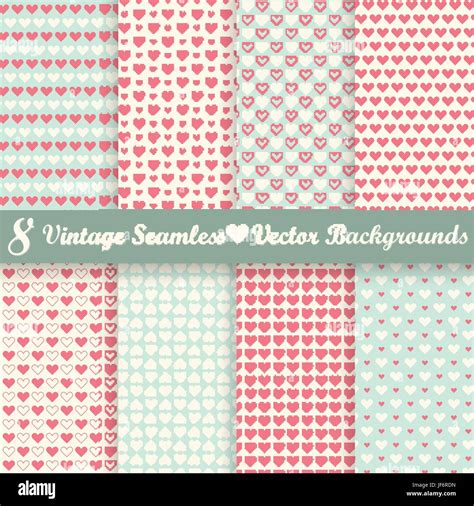 Collection Seamless Vintage Heart Backgrounds Stock Vector Image And Art