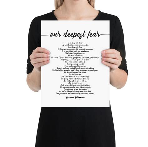 Our Deepest Fear Poem By Marianne Williamson Unframed Print Etsy Uk