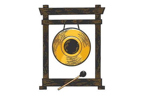 Gong sketch vector illustration | Gong, Percussion instruments, Vector illustration