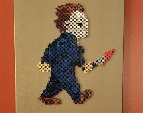 Michael Myers Perler Bead Canvas Etsy Perler Beads Perler Bead Art Diy Perler Beads