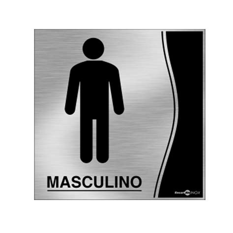 Placa Inox Banheiro Masculino Pa Encartale