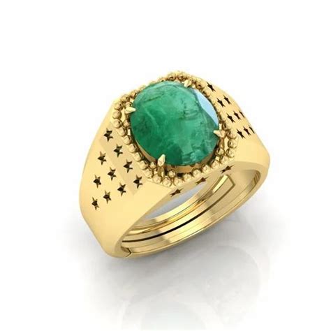 Green Gold Plated Panna Stone Rings Brass At Rs Piece In Jaipur