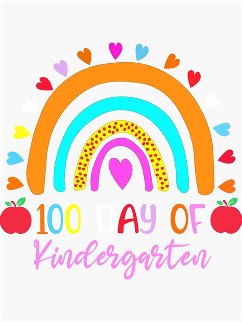 100 Days Of Kindergarten School Teacher Smarter Rainbow Sticker By