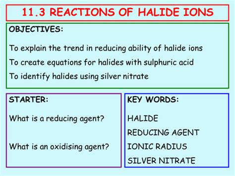 11.3 Reactions of Halide Ions | Teaching Resources