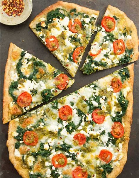 Spinach Pizza With Feta And Pesto The Clever Meal