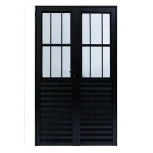 Porta De Abrir 2 Folhas Postigo Alumínio Preto 210x150 Leroy Merlin