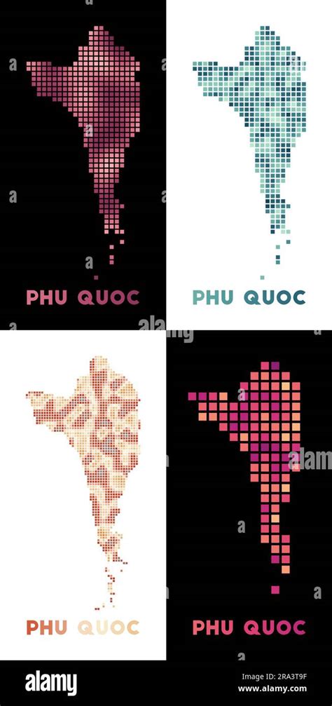 Phu Quoc mapa Colección de mapa de Phu Quoc en estilo punteado