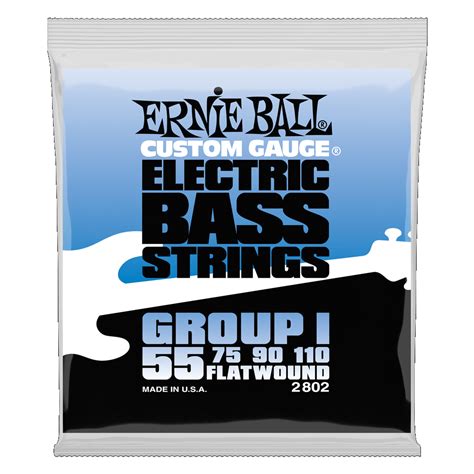 Ernie Ball Flatwound Group I Electric Bass Strings - 55-110 Gauge 2802 ...