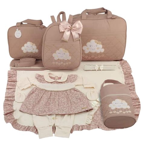 Kit bolsa maternidade 5 peças nuvem nude saida maternidade Let Baby Bolsas De Maternidade