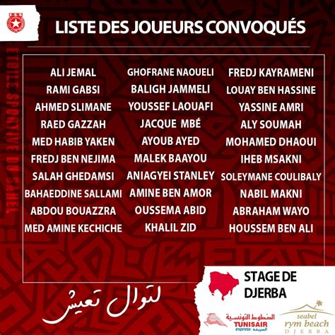 Ess Liste Des Joueurs Convoqu S Pour Le Stage De Djerba