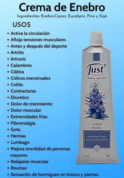 Crema De Enebro Just Aliada Diaria Para Bienestar Muscular