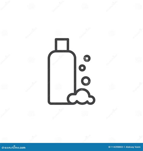 Shampoo Bottle And Foam Outline Icon Stock Vector Illustration Of Single Cosmetic 114398803