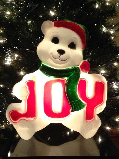 New Vintage Joy Polar Bear Blow Mold Lighted Christmas Decoration