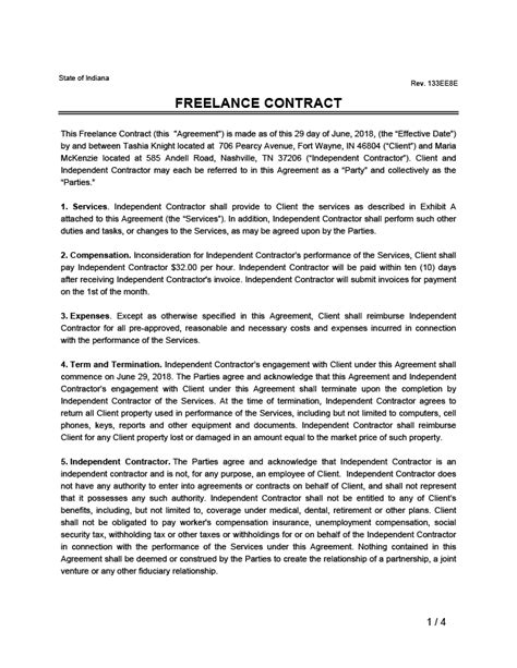 Free Freelance Contract Template Pdf And Word