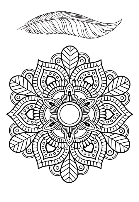 Dibujo e Imagen Mandala Difícil para Colorear y Imprimir Gratis para