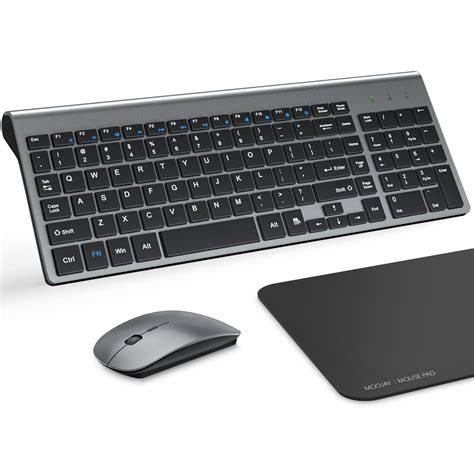 Wireless Keyboard and Mouse with Mouse Pad Ultra Slim Combo, MOOJAY 2 ...