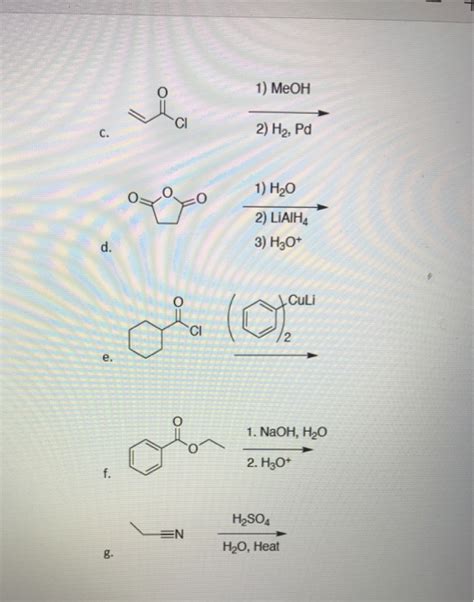 Solved 1 Meoh 2 H2 Pd 1 H2o 2 Liaiha 3 H30 Culi 1