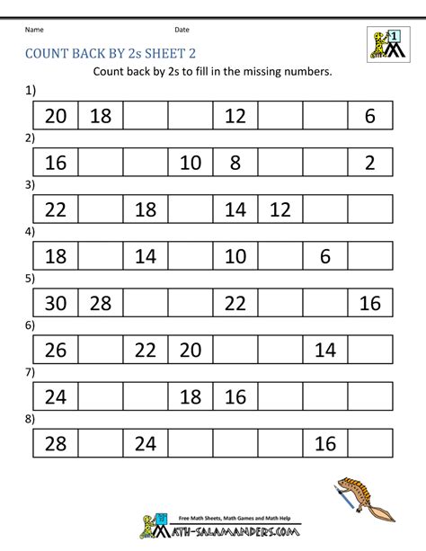 Counting by 2s Worksheets