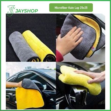 Jual Kain Lap Microfiber Serbaguna 25x25cm Kain Lap Mobil Motor 2 Sisi