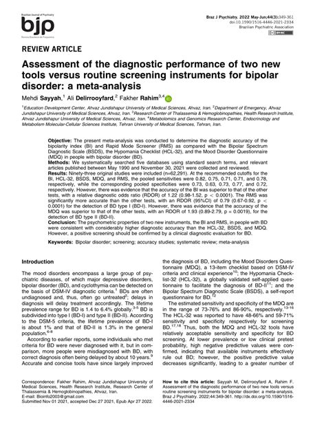 Pdf Assessment Of The Diagnostic Performance Of Two New Tools Versus