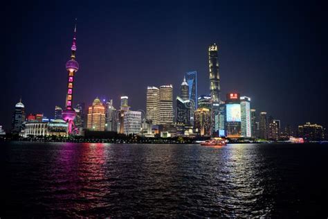 Shanghai Night View. Pudong Skyline Stock Photo - Image of buildings, pudong: 152733940