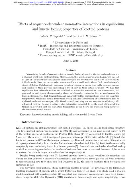 Pdf Effects Of Sequence Dependent Non Native Interactions In