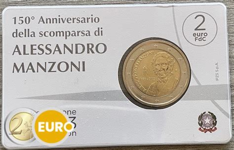 Moneda De 2 Euros Italia 2023 Alessandro Manzoni BU FDC Coincard