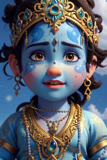 Premium AI Image | 3D Animation Style Cute little Krishna V2