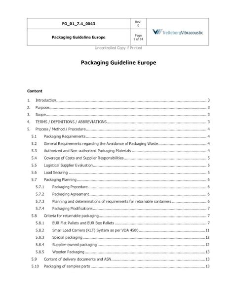 Pdf Packaging Guideline Europe Startseite Vibracoustic