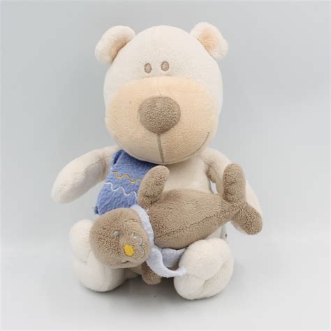 Doudou Musical Ours Blanc Beige Charpe Bleu Otarie Bengy