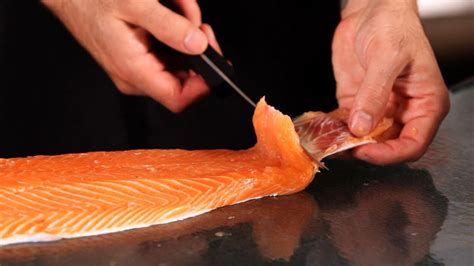 How To Remove The Skin From Salmon Fish Filleting YouTube