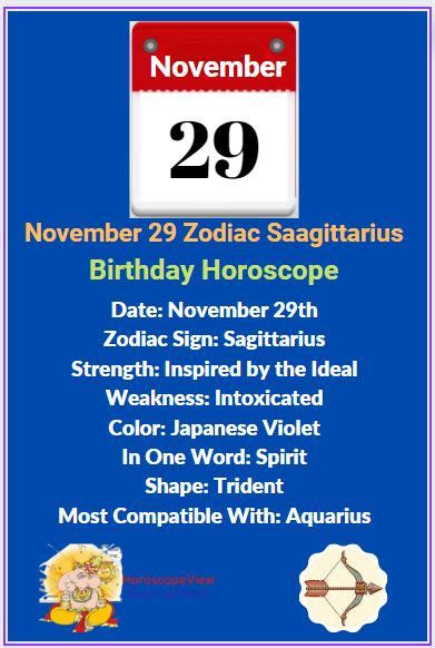 November 29 Zodiac Sagittarius Birthday Horoscope